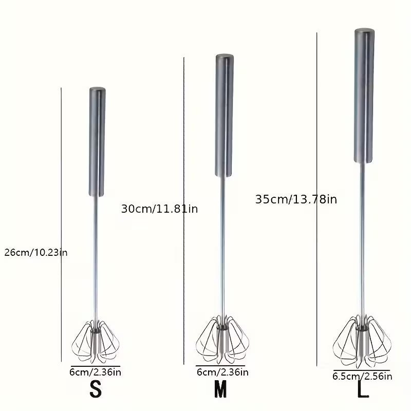 Stainless Steel Hand Push Whisk and Milk Frother