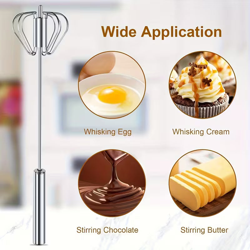 Stainless Steel Hand Push Whisk and Milk Frother