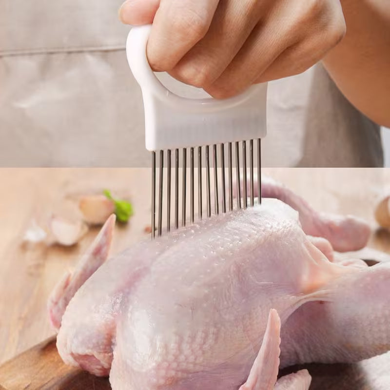 Stainless Steel Onion Holder Fork Vegetable Slicer Cutting Tool