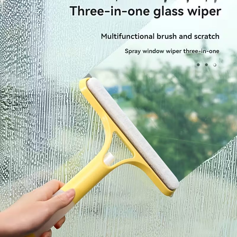 3 in 1 Window Squeegee Brush and Microfiber Cleaning Tool