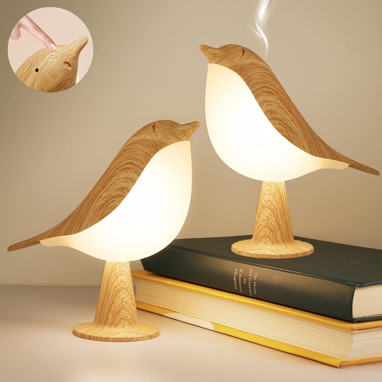 2pcs Bird Desk Lamp Night Light, 16 Color Dimmable Cordless Desk Lamp, USB Charging Touch Dimming Magpie Lamp, Bedroom Fragrance with Diffuser Function, Suitable for Valentine's Day Gifts And Festival Gifts. (Three Options Available)