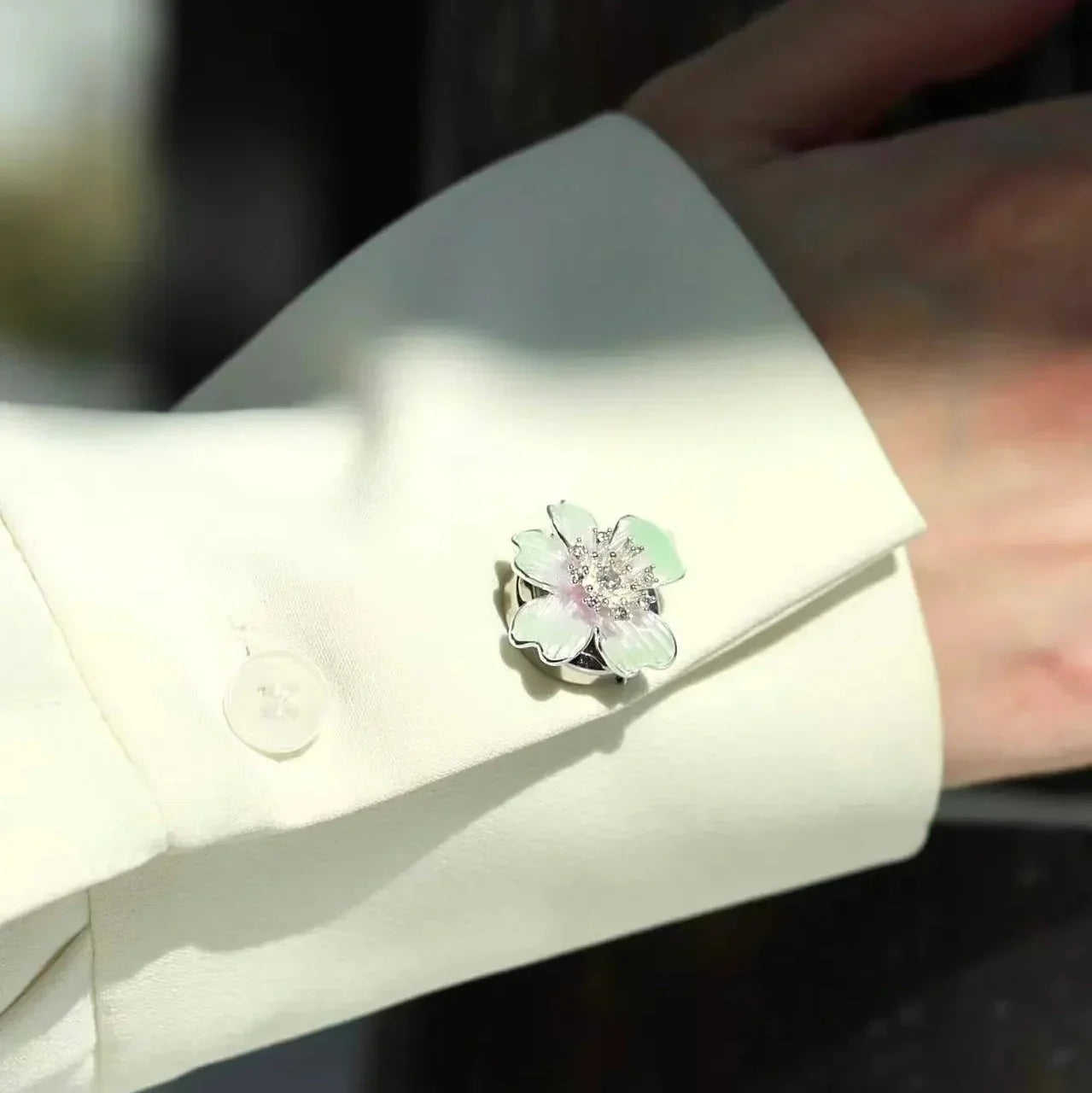 The Iris Button Cover Set – Teal & Violet Enamel with Diamond-Like Zirconia