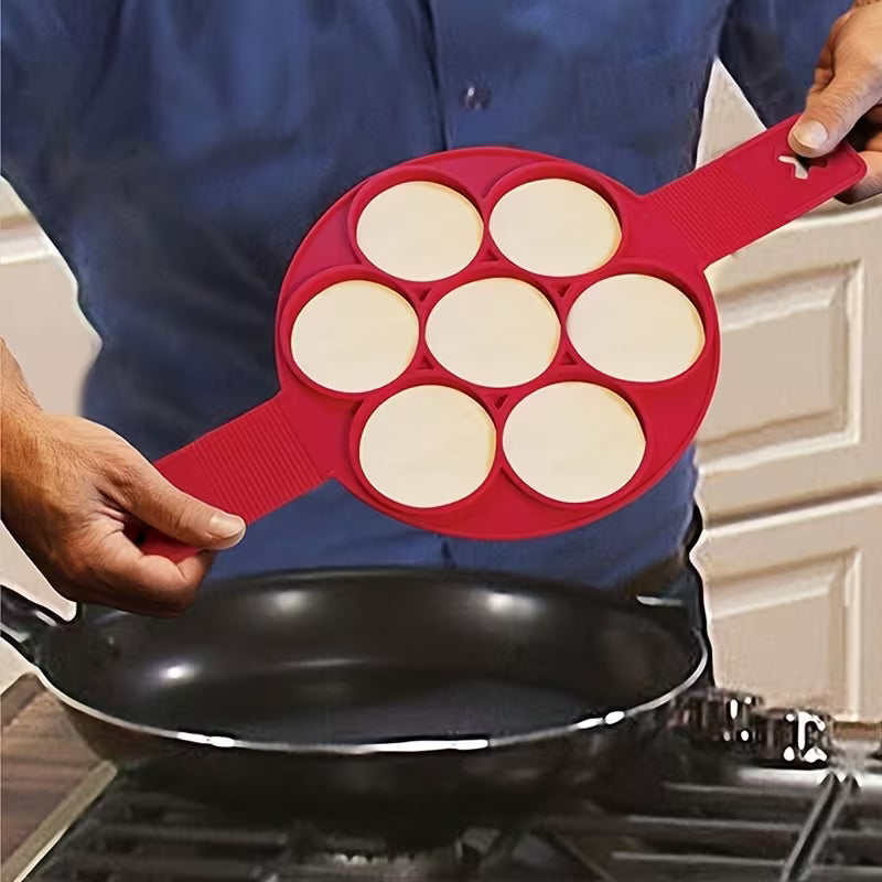 Silicone Non-Stick 6-Round Pancake Mold Red Cooking Tool