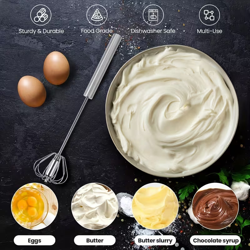 Stainless Steel Hand Push Whisk and Milk Frother