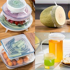 6pcs Silicone Stretch Lids Reusable Food Storage Bowl Covers